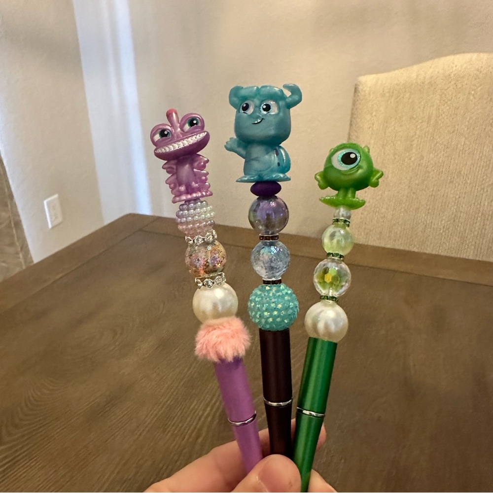 Disney Doorables Monster’s Inc. Mike‎ Sully Randall Set Of 3 Beaded Pens